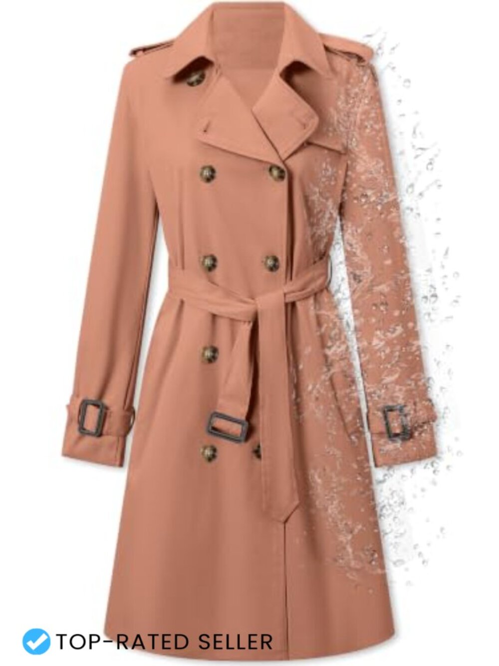 Double Breasted Water-Repellent Belted Trench Coat